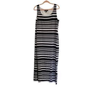 Jessica Howard Black and Striped Sleeveless Maxi Dress Women's XL